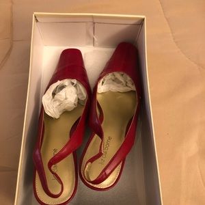 Red sling backs